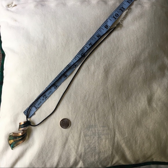 Blue and gold ribbon Merano glass pendant - Picture 4 of 6